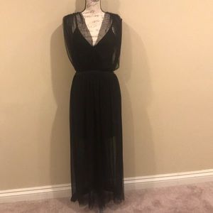 NWT Aqua black net midi dress sz large